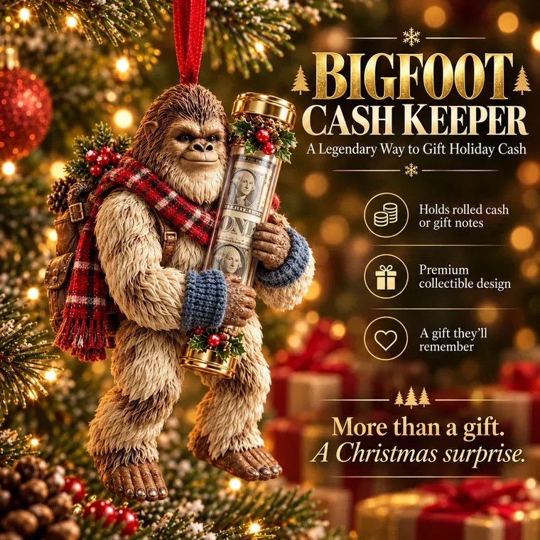 💵 Holiday Cash Hugger Bigfoot Cash Keeper ornament