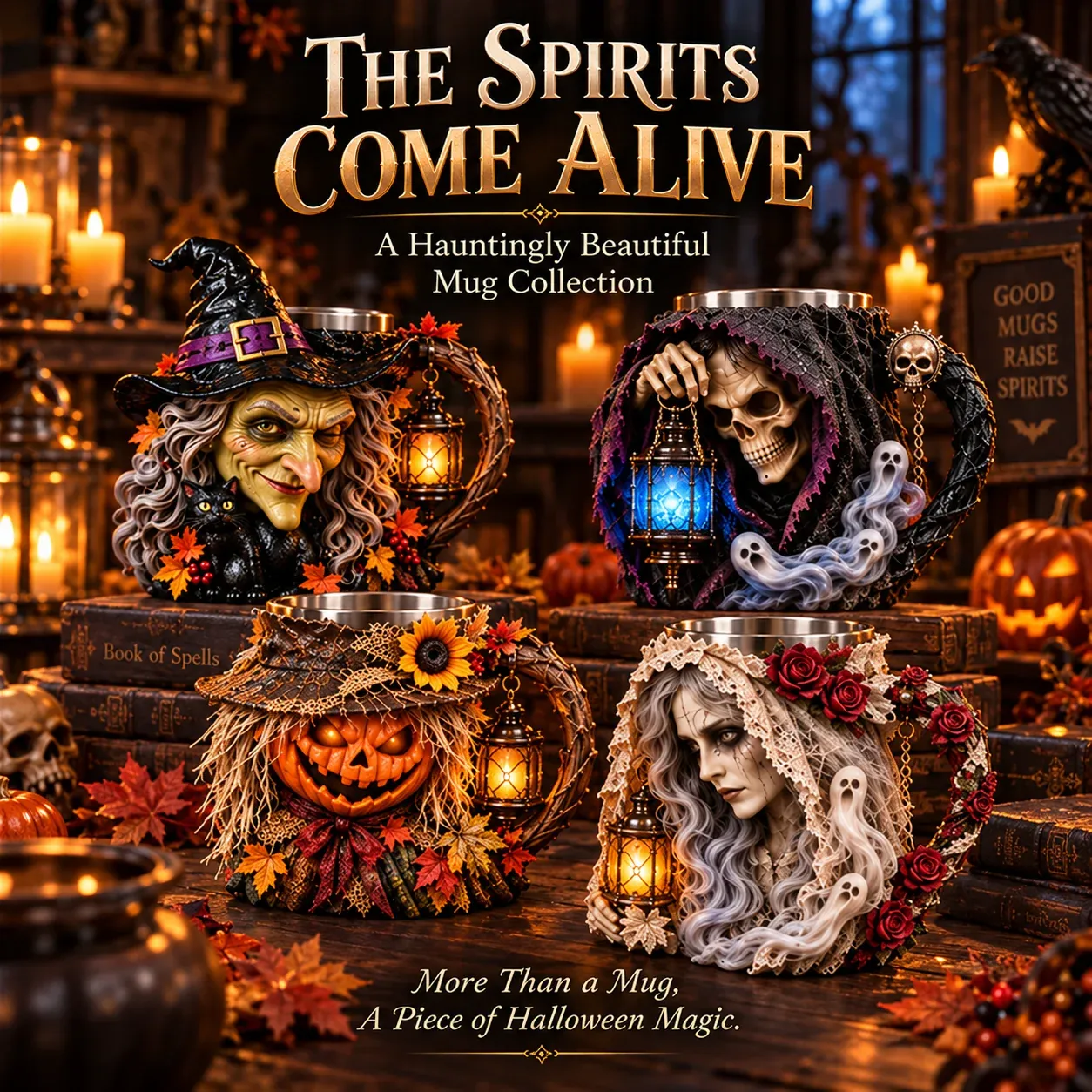 The Spirits Come Alive Halloween mug collection