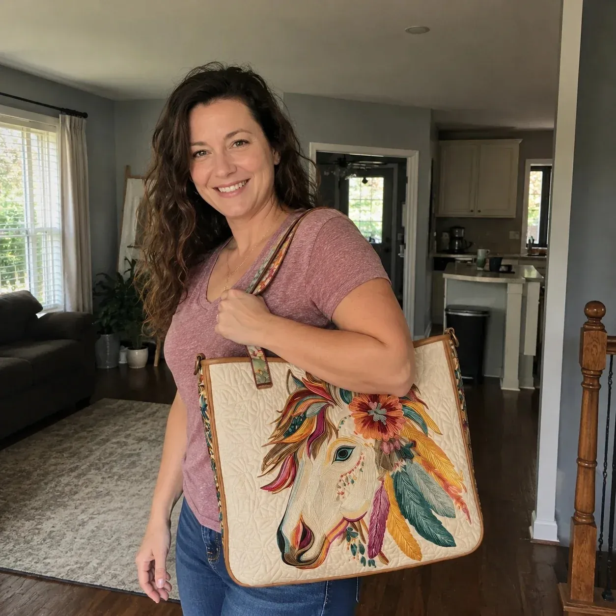 Customer photo of horse themed quilted tote