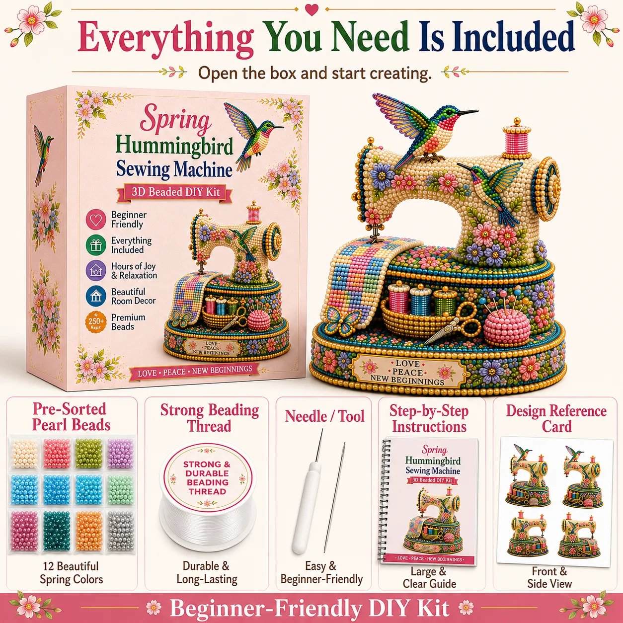 Complete DIY beaded kit contents