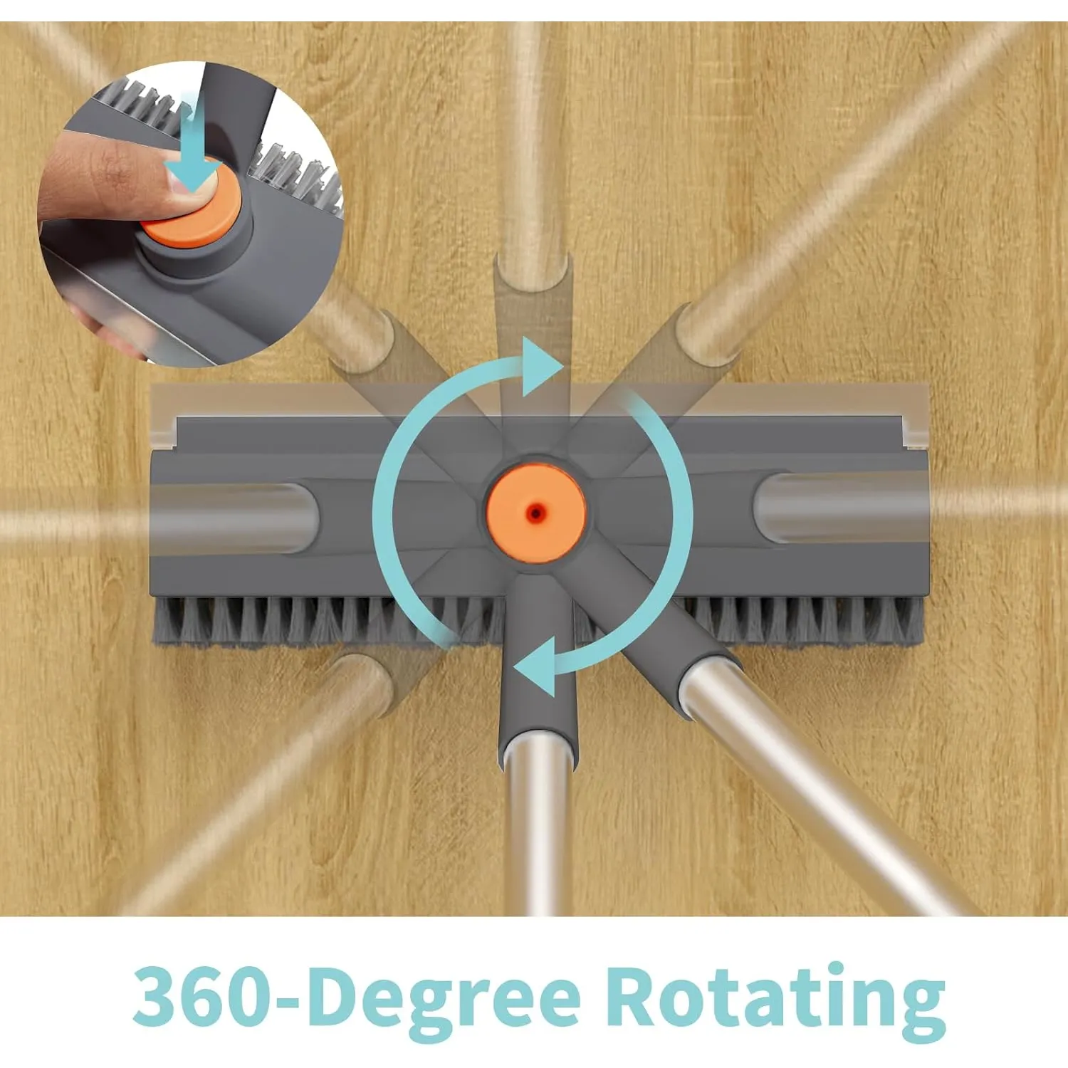 Floor brush head rotating through 360 degrees