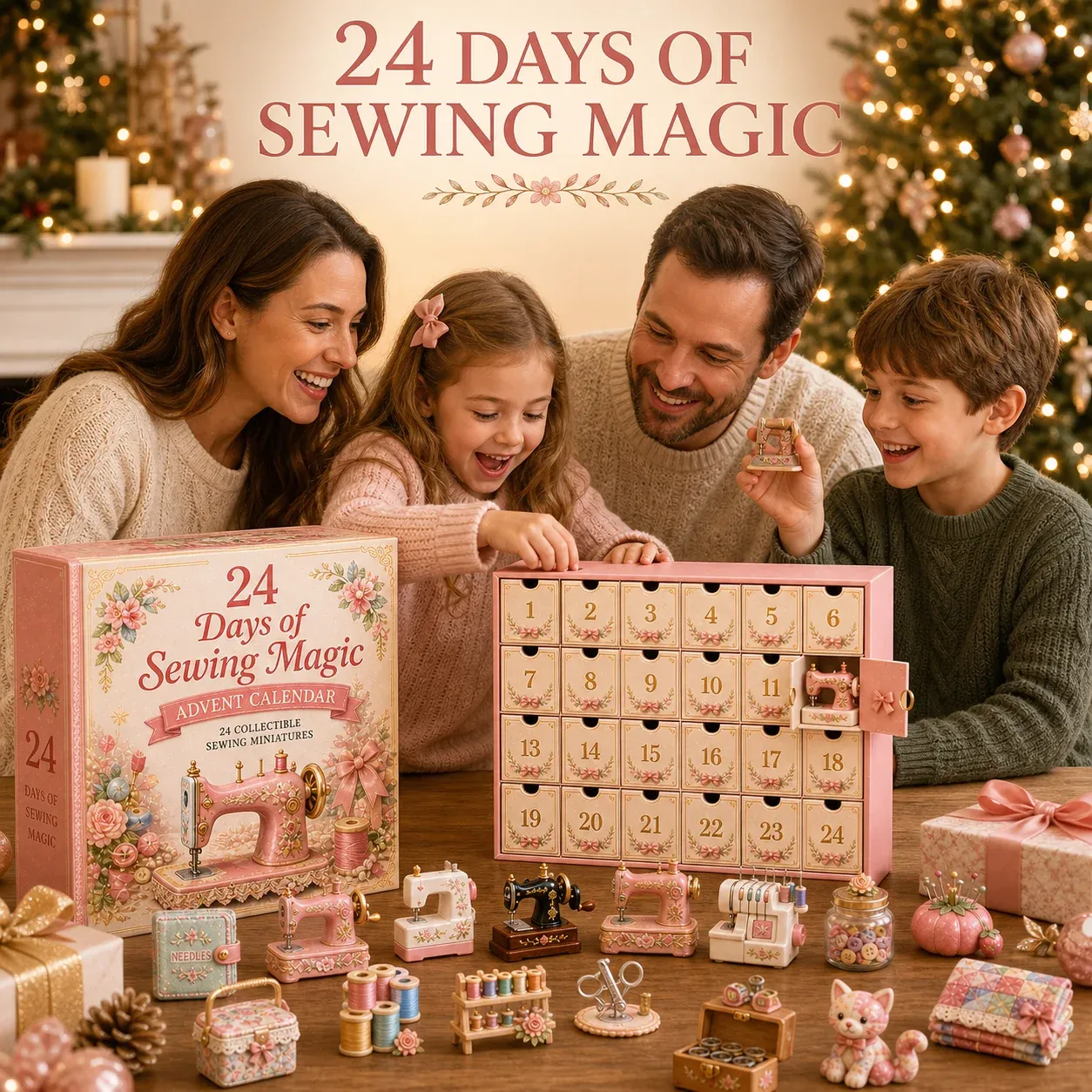Family enjoying Sewing Magic Advent Calendar