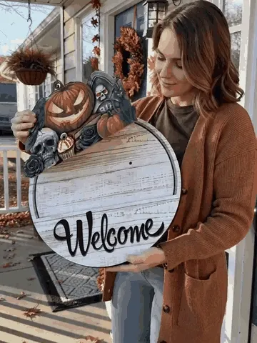 Changing the seasonal insert on the interchangeable welcome sign