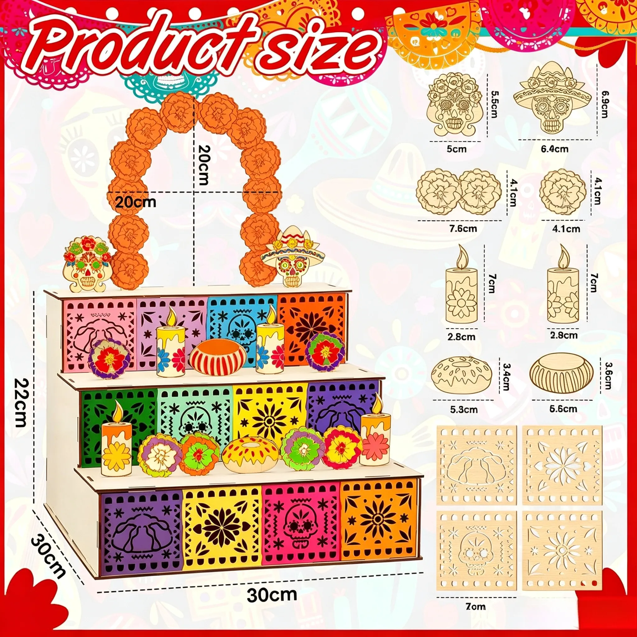 Three tier Day of the Dead altar display