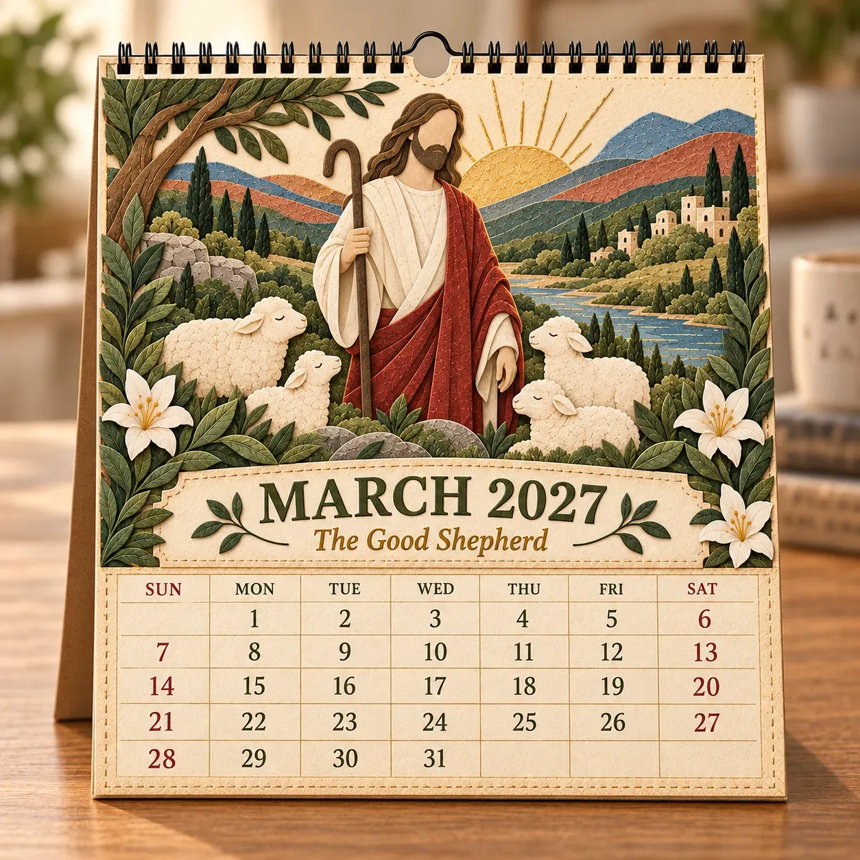 March 2027 The Good Shepherd calendar page