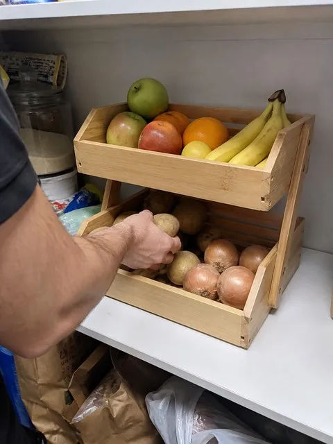 Customer-style pantry photo of the two-tier organizer
