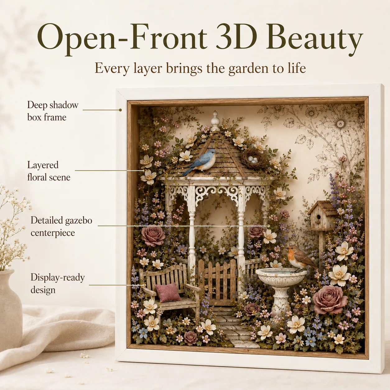 English cottage garden gazebo detail