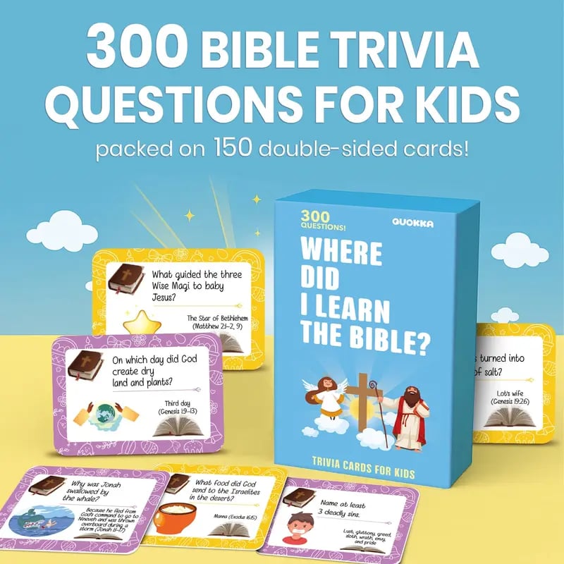 Bible trivia question and answer card examples