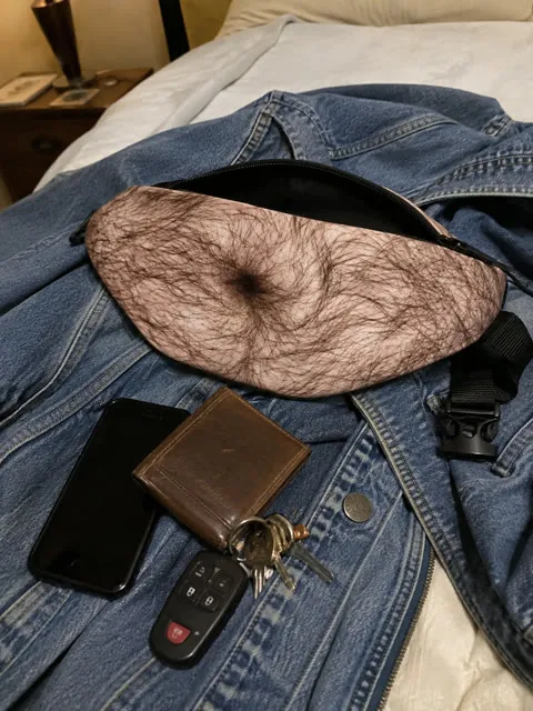 Hairy print novelty waist pack packed with essentials