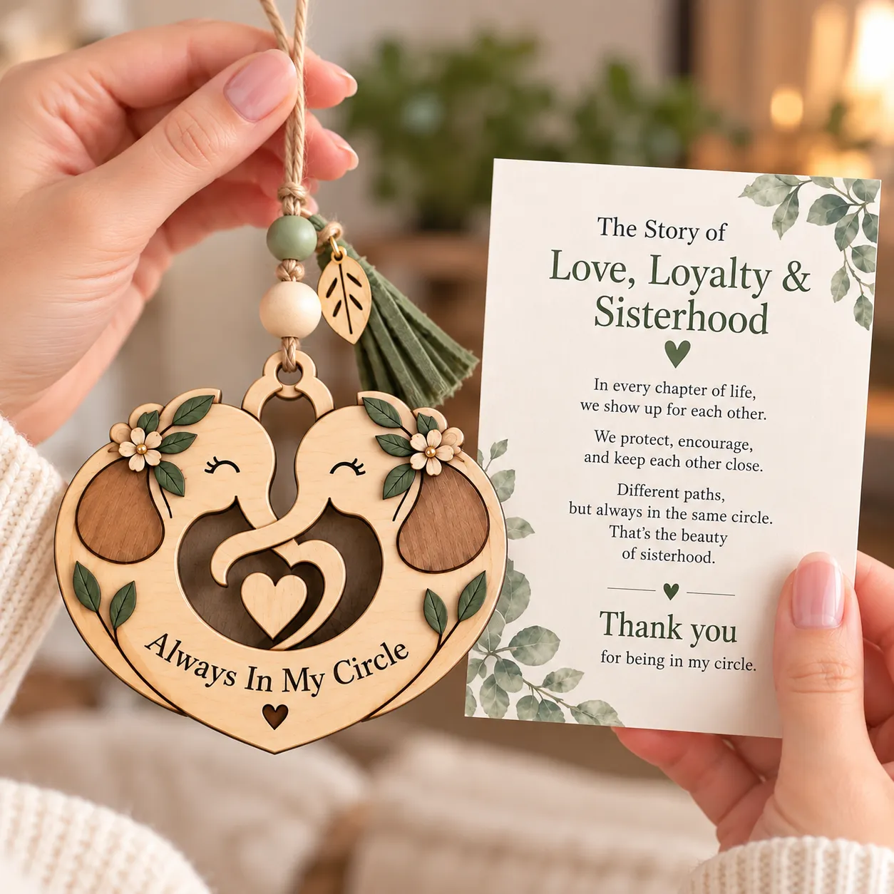 Always In My Circle Sisterhood Elephant Heart Keepsake