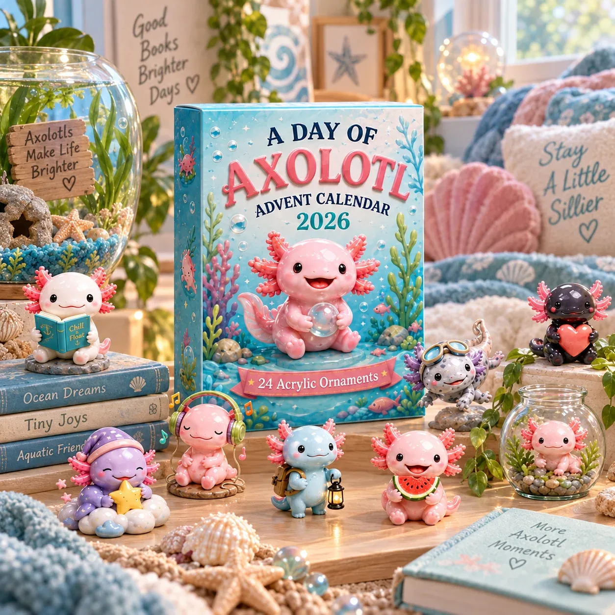 Axolotl themed acrylic charm collection