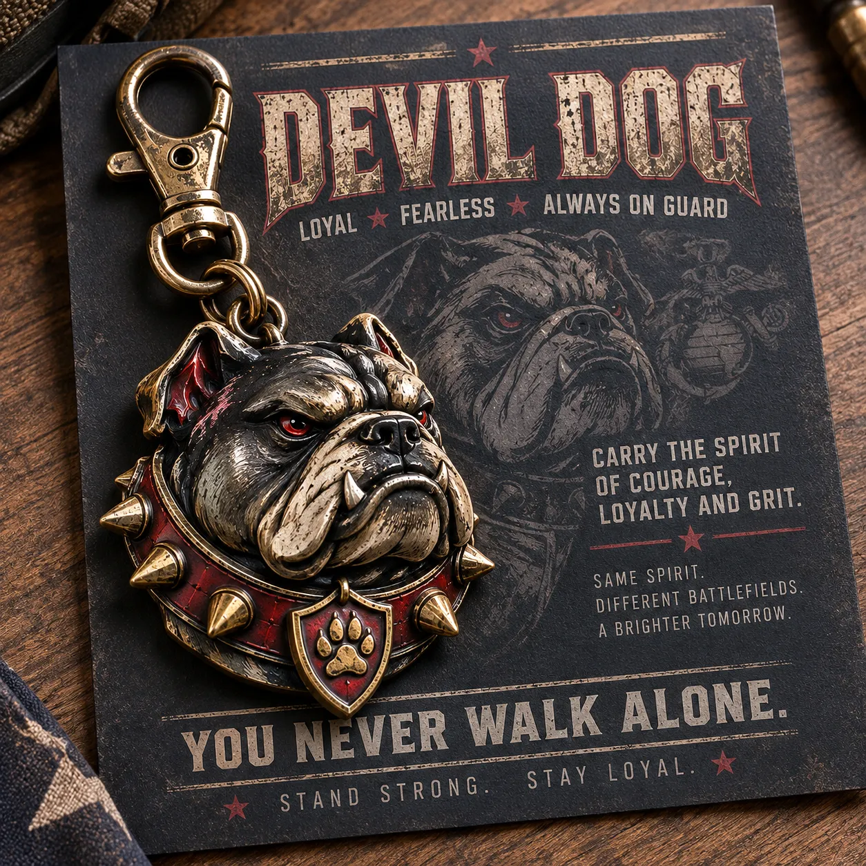 Devil Dog Guardian Metal Keepsake Keychain