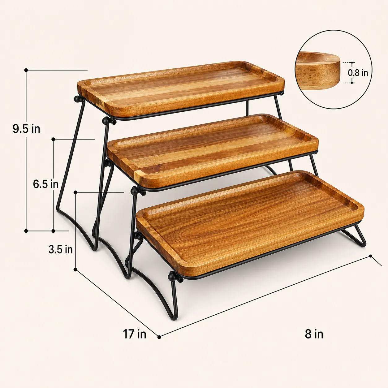 Three-tier serving stand dimensions