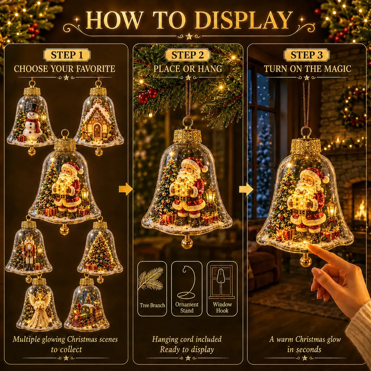 Three simple steps to choose, hang, and light the ornament