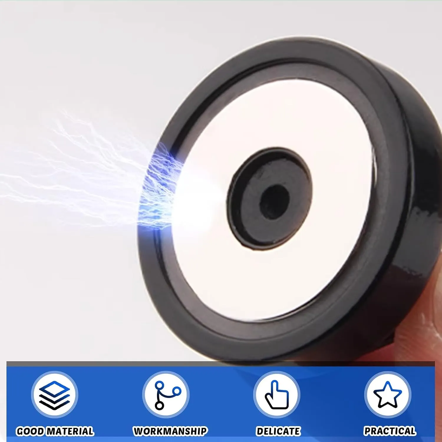 Close view of the round magnetic contact surface