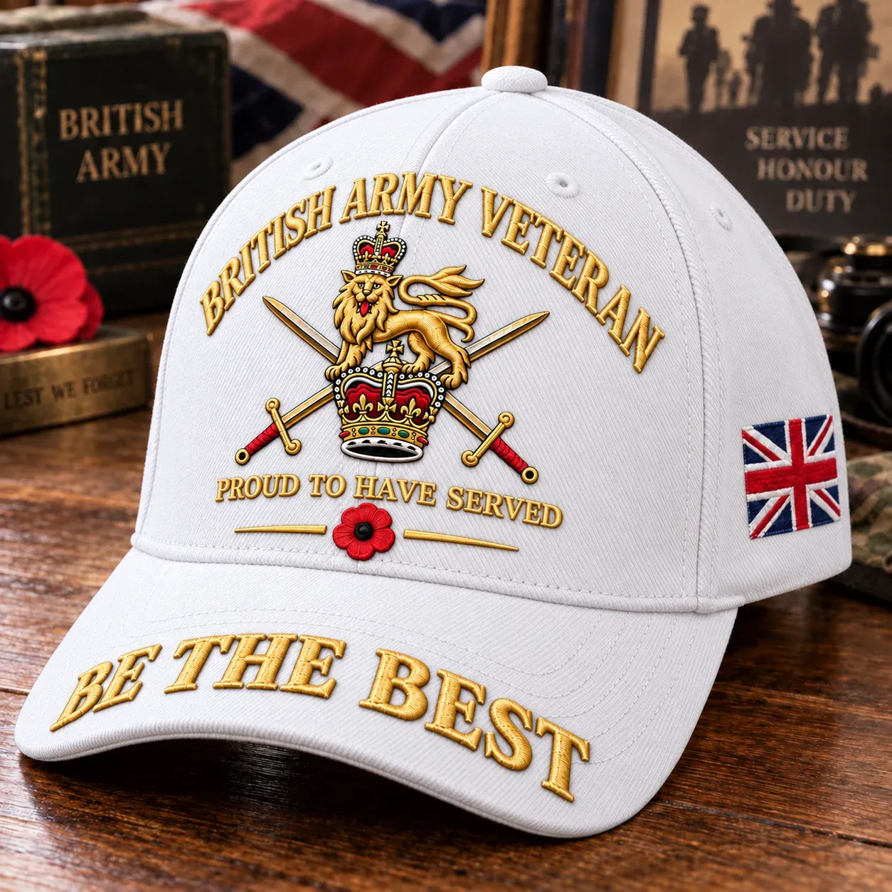 British Army Veteran cap in White