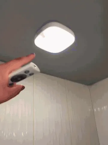 Rechargeable shower light installation and remote color demonstration