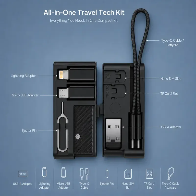 Portable tech kit for travel and everyday use