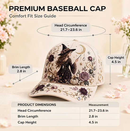 Adjustable Halloween baseball cap size guide