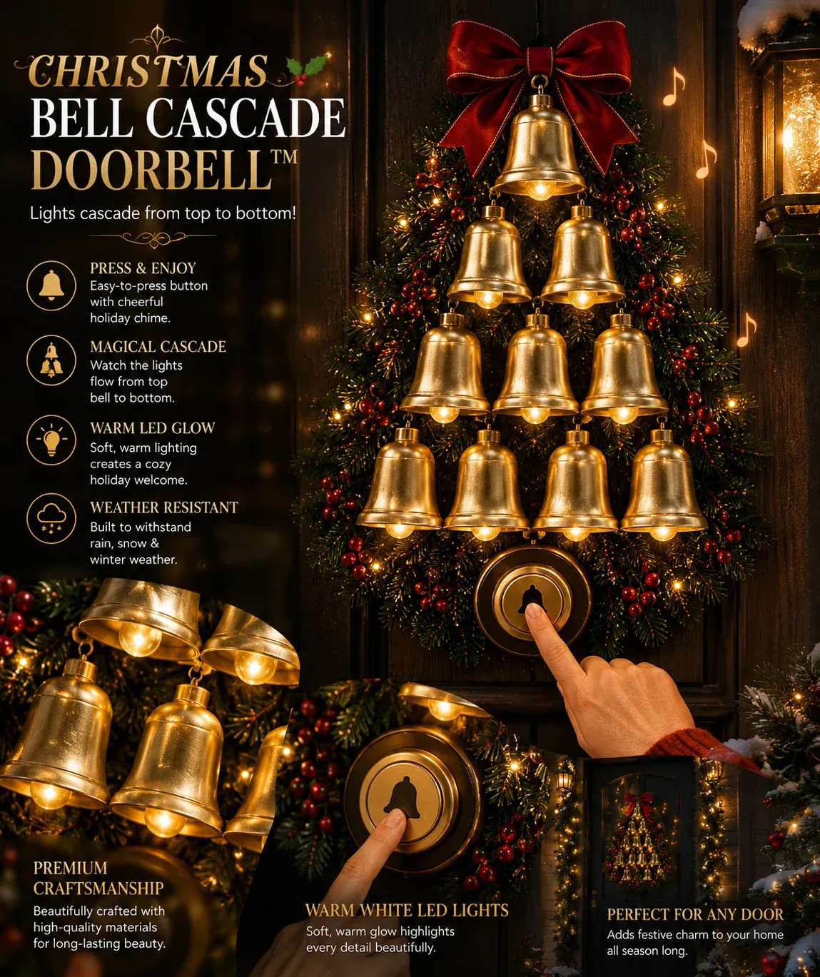 Christmas bell doorbell details