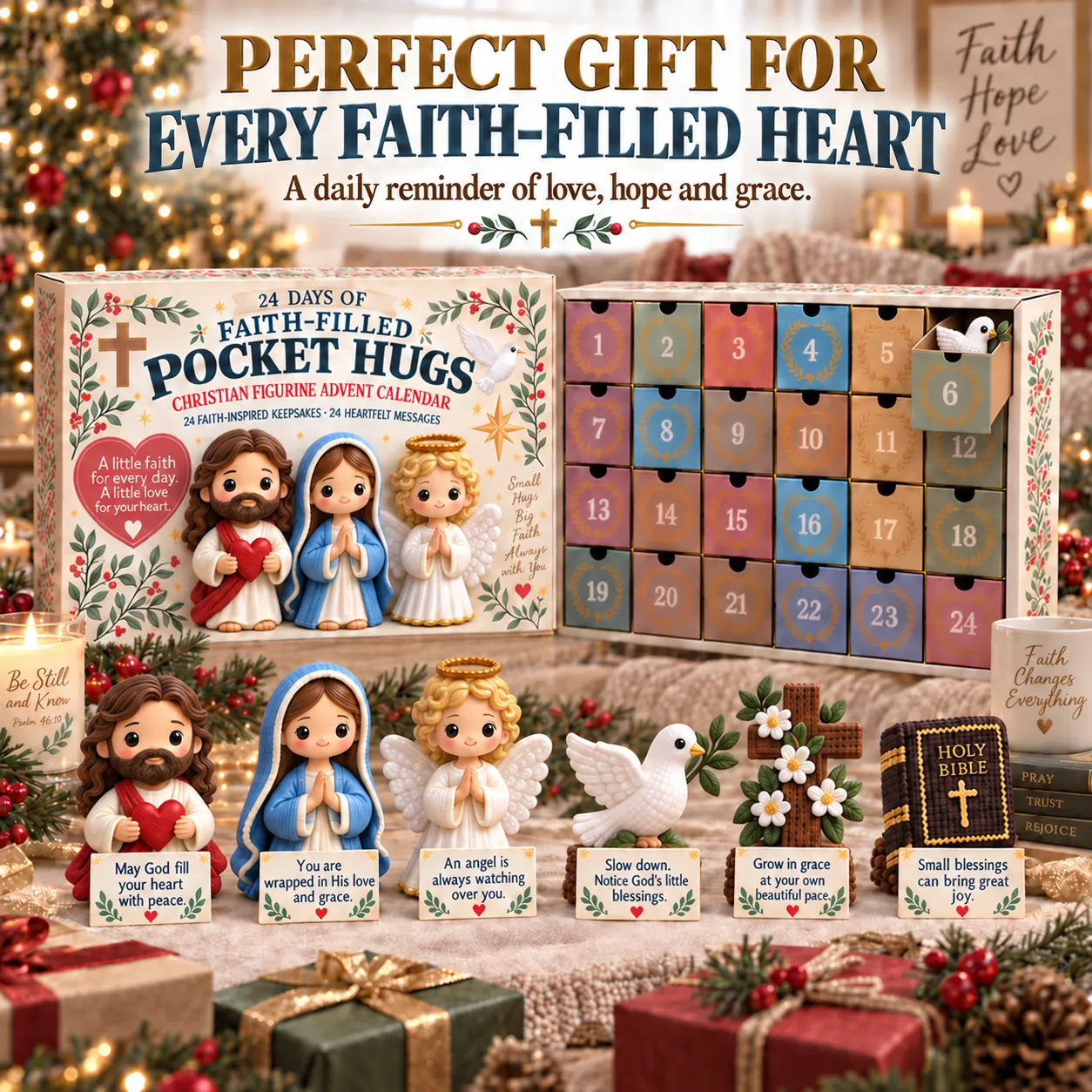 Complete collection of 24 faith-filled Pocket Hug figurines and message cards
