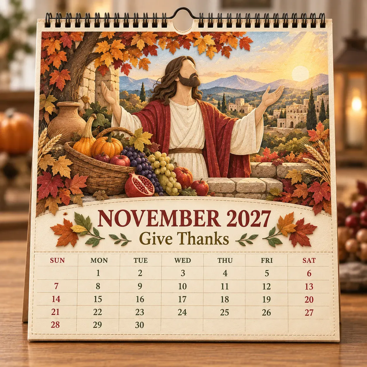 November 2027 Give Thanks calendar page