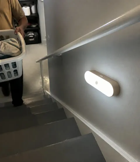 Sensor light beside basement stairs