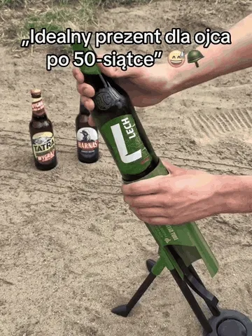 Mortar-style bottle opener popping bottle caps during outdoor use